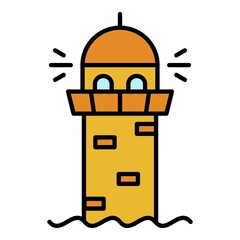 Lighthouse icon. Outline lighthouse vector icon color flat isolated