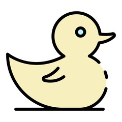 Rubber duck icon. Outline rubber duck vector icon color flat isolated