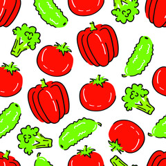 Seamless vector pattern with hand drawn vegetables.