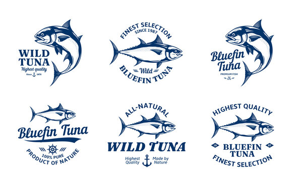 Vector tuna logo and tuna fish illustrations