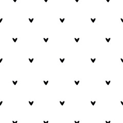 Seamless vector pattern with cute hand drawn hearts on white background