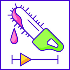 horror film, bloody saw, vector color icon, for web design, templates and more