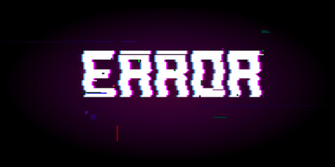 Error not found symbol, hacker attack. Cyberpunk style, glitch style. Technological error. Vector. Isolated elements