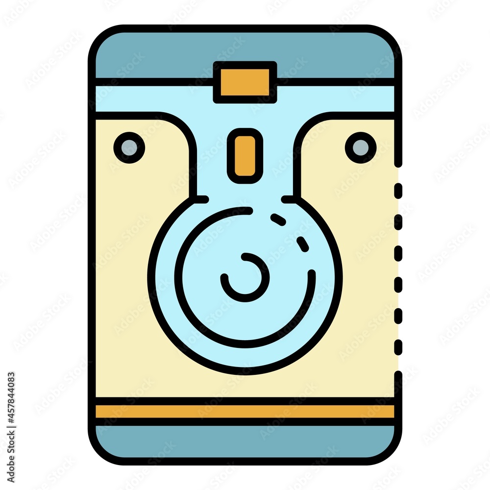 Poster portable hard disk icon. outline portable hard disk vector icon color flat isolated
