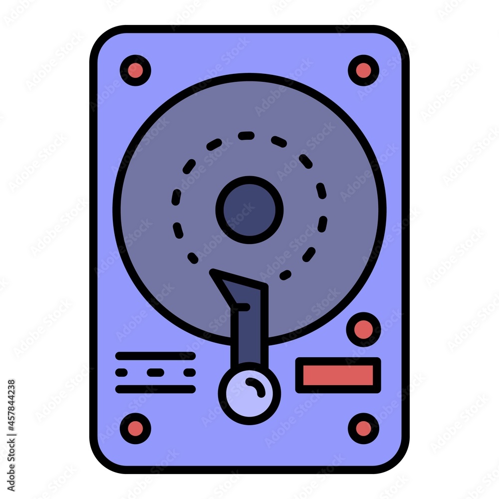 Poster hard disk icon. outline hard disk vector icon color flat isolated