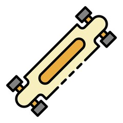 Longboard icon. Outline longboard vector icon color flat isolated