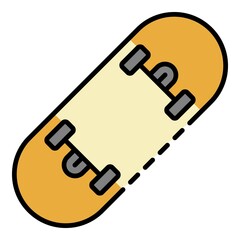 Kid skateboard icon. Outline kid skateboard vector icon color flat isolated