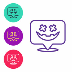 Set line Happy Halloween holiday icon isolated on white background. Set icons colorful. Vector