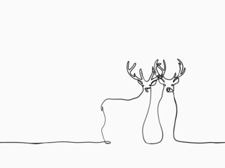 simple childish hand drawn seamless continuous lines art of deer element  for Christmas decoration, background, pattern, texture, label, banner, card, cover, etc. vector design