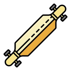 Longboard icon. Outline longboard vector icon color flat isolated