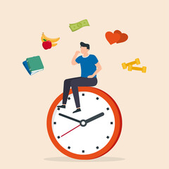 Prioritise concept. Man plan their schedule, priority task and checking an agenda.