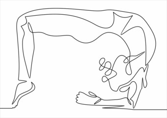 continuous line drawing of women fitness yoga concept vector health illustration