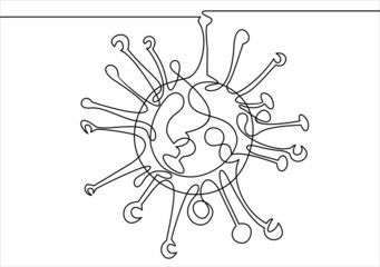Novel coronavirus  virus 2019.Abstract virus strain model Novel coronavirus- continuous line drawing