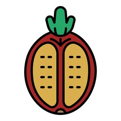 Half feijoa icon. Outline half feijoa vector icon color flat isolated