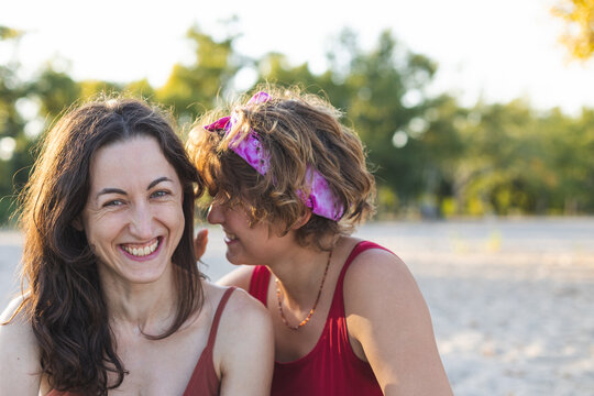 Lesbian couple on the beach