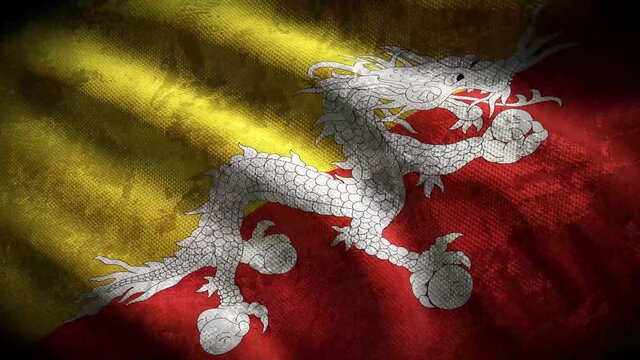 Bhutan grunge flag - loop animation