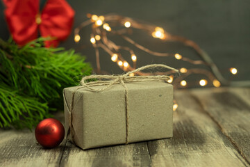 A Christmas gift wrapped in eco paper