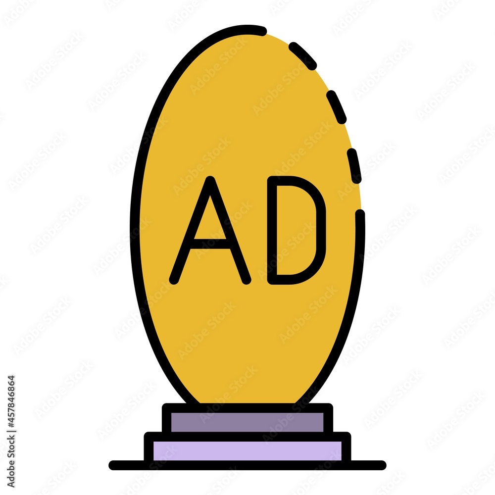 Poster oval ad lightbox icon. outline oval ad lightbox vector icon color flat isolated