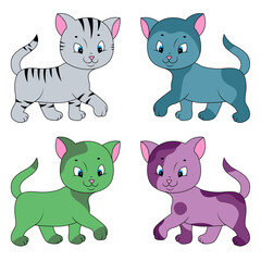 Set of four funny cats