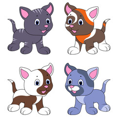 Four amusing cartoon cats