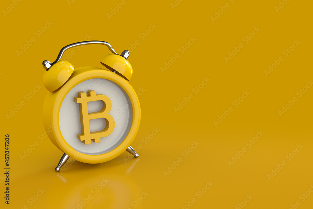 Aufkleber concept deadline to invest in crypto currency showing alarm clock with a bitcoin as the clock face o