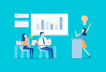 Businesswoman meeting and study of finance path