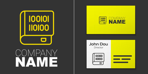 Logotype line Books about programming icon isolated on grey background. Programming language concept. PHP, CSS, XML, HTML, Javascript learning. Logo design template element. Vector