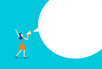 Businesswoman protest leader with speech bubble