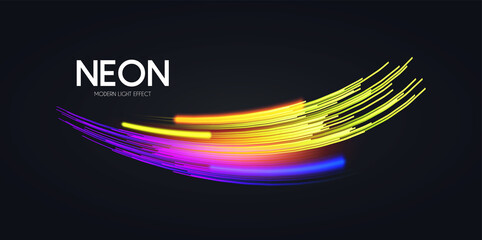 Motion striped light effect with fluid color. Abstract shining wave background. Magic screen design