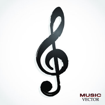 violin clef paintbrush style music logo design