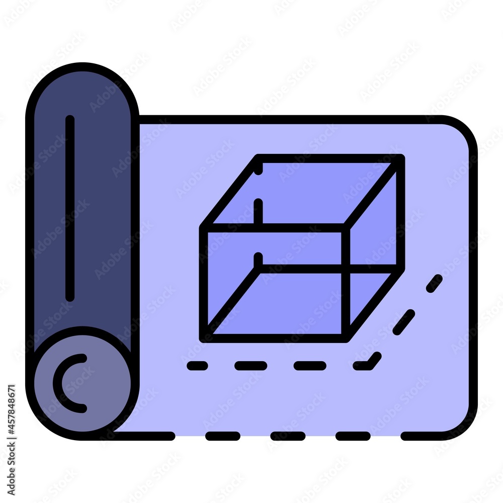 Aufkleber 3d model paper icon. outline 3d model paper vector icon color flat isolated