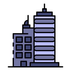 City buildings icon. Outline city buildings vector icon color flat isolated