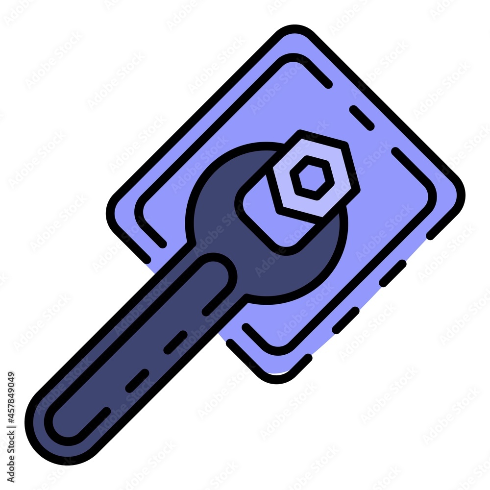 Poster key tool icon. outline key tool vector icon color flat isolated