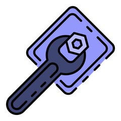 Key tool icon. Outline key tool vector icon color flat isolated