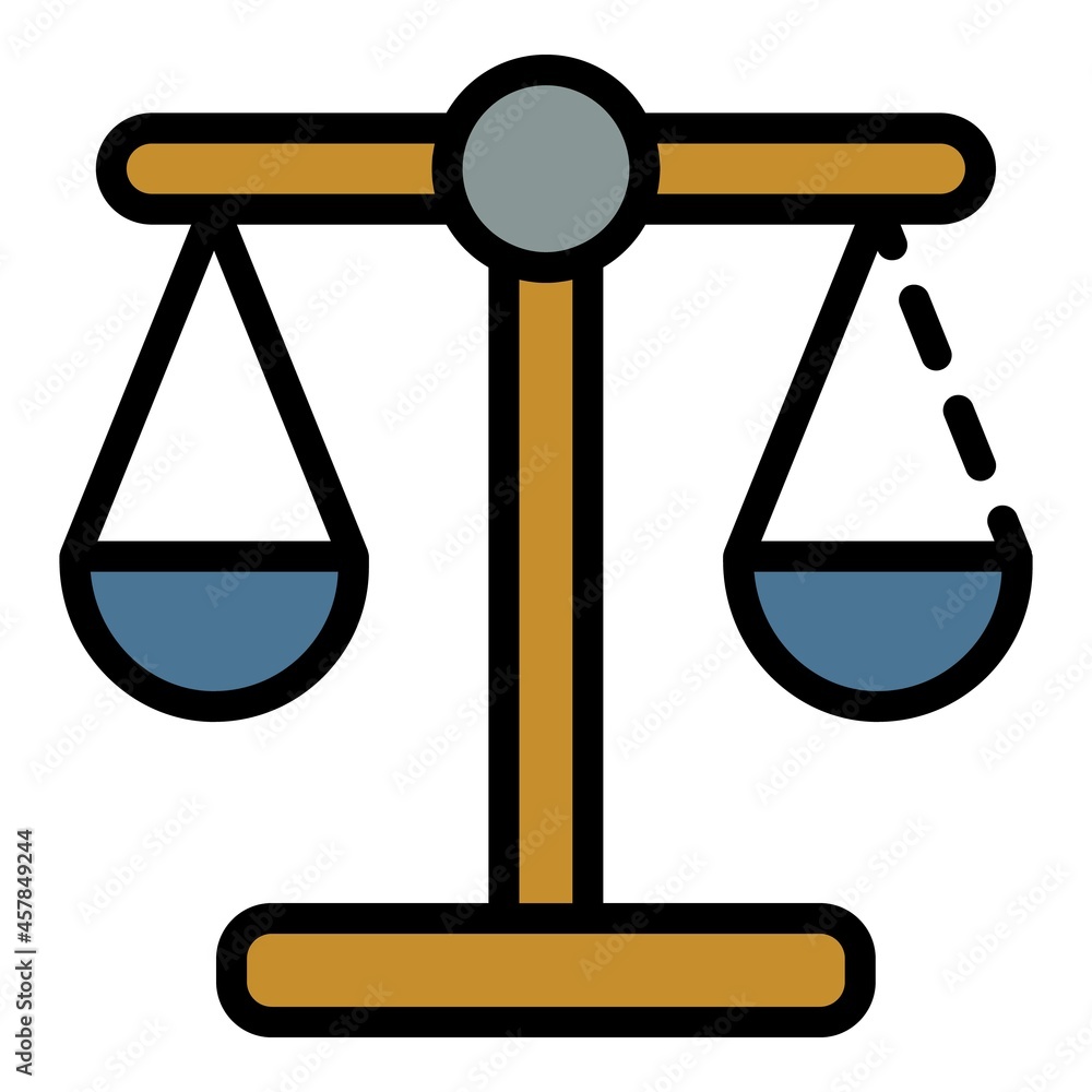 Poster judge balance icon. outline judge balance vector icon color flat isolated