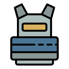 Bulletproof vest icon. Outline bulletproof vest vector icon color flat isolated
