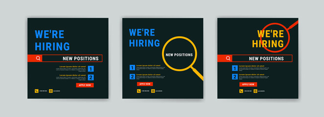 We're hiring. Job offer leaflet template. Job vacancy flyer poster template design.