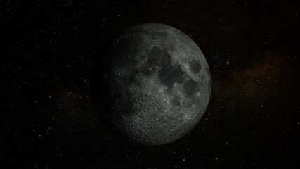 Moon in the outer space background 3D rendering