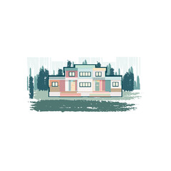 house in a forest village  vector illustration