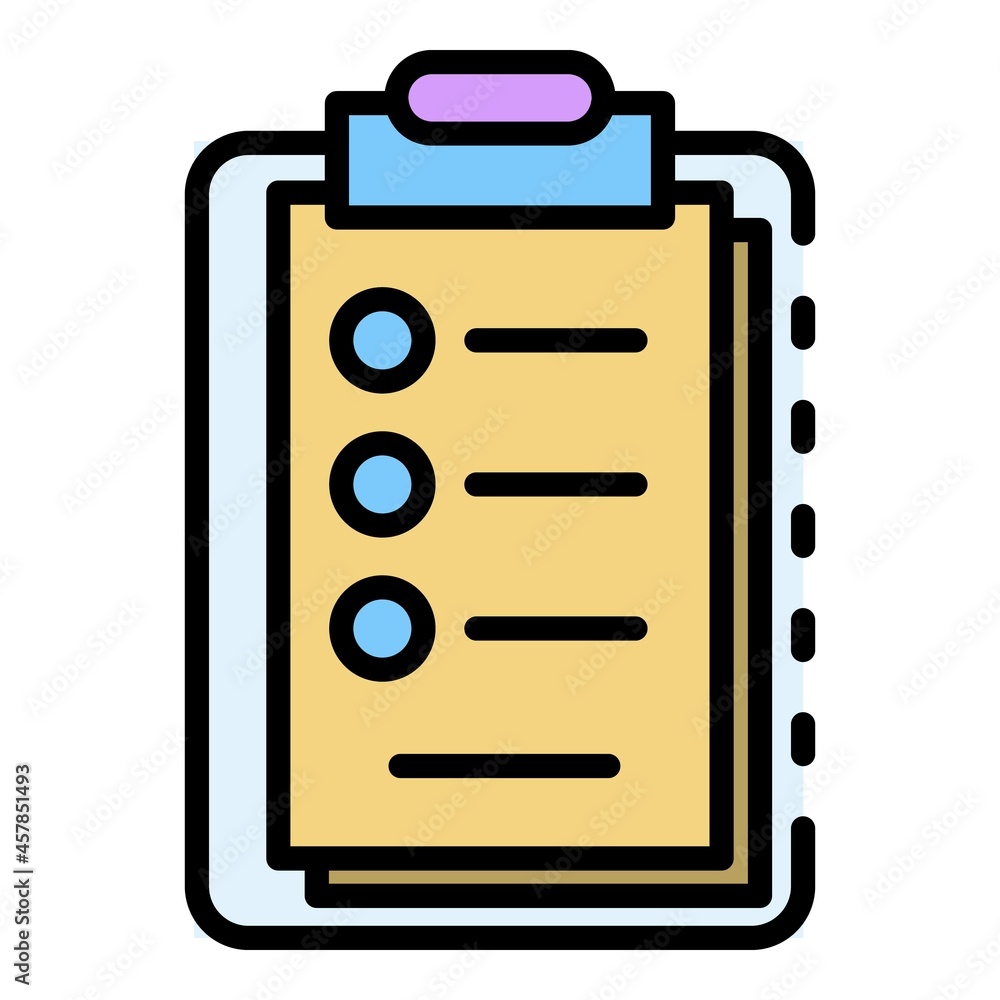 Poster clipboard lab icon. outline clipboard lab vector icon color flat isolated