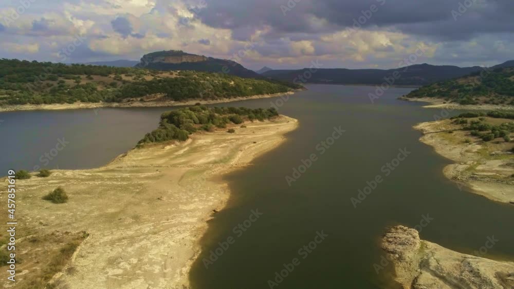 Poster A beautiful high angle drone footage of a river in Germany