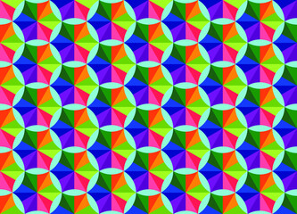 seamless 3D circular hexagonal colorful pattern. ornamental wallpaper with colorful background