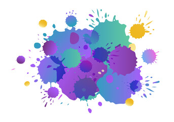 Purple, pink, yellow vector watercolor background. Watercolor splashes on textured background. Watercolol background for card, banner, poster. Abstract hand paint square stain backdrop. EPS 10