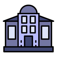 Courthouse building icon. Outline courthouse building vector icon color flat isolated