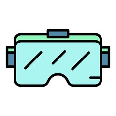 Vr headset icon. Outline vr headset vector icon color flat isolated