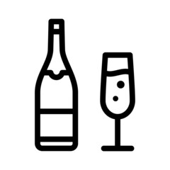 シャンパンボトルとグラスのアイコン　Champagne bottle and glasses vector icon