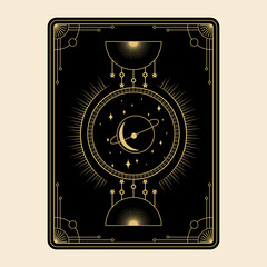 Celestial mystical tarot cards Elements of esoteric, occult, alchemical and witch symbols Zodiac signs Cards with esoteric symbols. Silhouette of hands, stars, moon and crystals spiritual vector © user5241384
