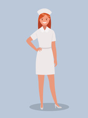 A female doctor in a uniform. A medical specialist. A hospital employee. Vector illustration.