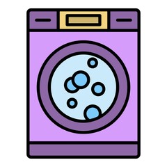 Wash machine icon. Outline wash machine vector icon color flat isolated