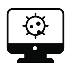 coronavirus, screen black filled icon, healthcare and medical icon.